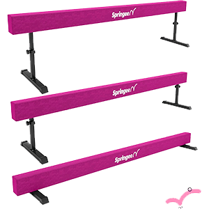 Springee 8ft Adjustable Balance Beam - Gymnastics Equipment for Home - Solid Suede Balance Beam
