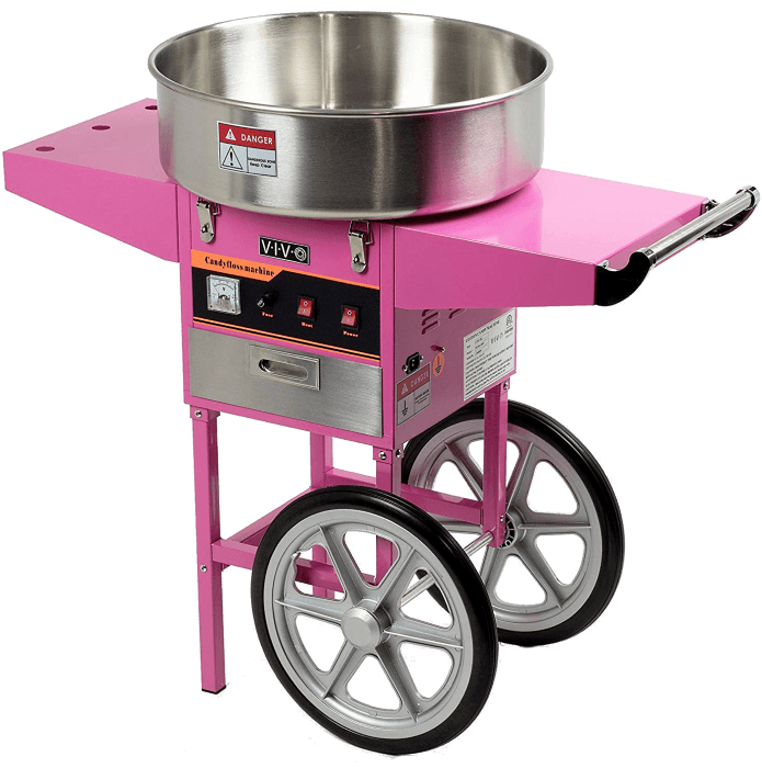 VIVO Pink Electric Commercial Cotton Candy Machine with Cart