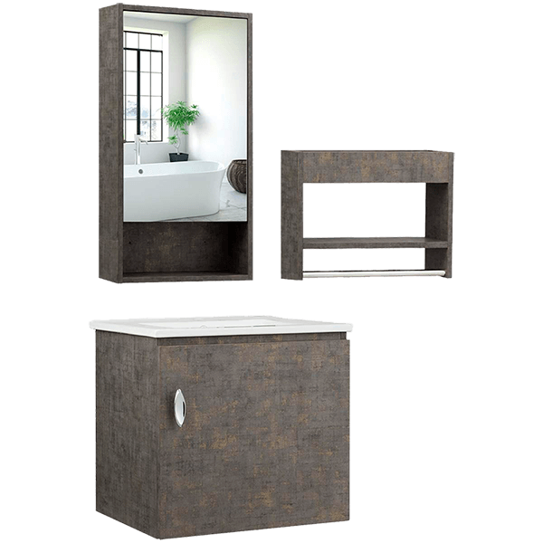 Tangkula Wall-Mounted Bathroom Vanity Set, Modern Bathroom Vanity Sink Set