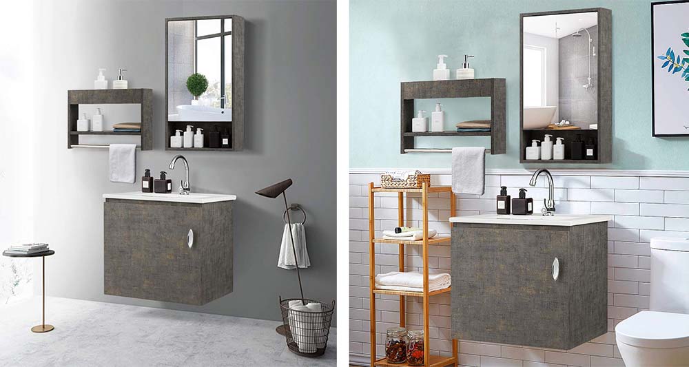 Tangkula Wall-Mounted Bathroom Vanity Set, Modern Bathroom Vanity Sink Set