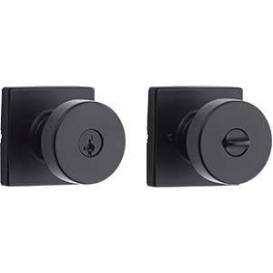 Kwikset 97402-858 Pismo Keyed Entry Square Modern Door Knob with Microban Antimicrobial Protection and Featuring SmartKey Security for Home Offices