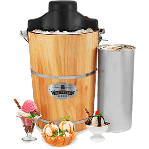 Elite Gourmet EIM-506 6 quart Old-Fashioned Ice Cream Maker with electric motor and hand crank