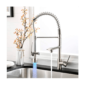 Fapully Commercial Single Handle Pull Down Sprayer Brushed Nickel Kitchen Faucet