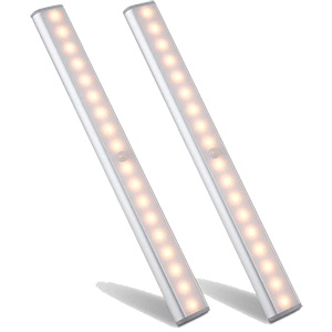 Motion Sensor Cabinet Light,Under Counter Closet Lighting, Wireless USB Rechargeable Kitchen 18 LED Warm Lights